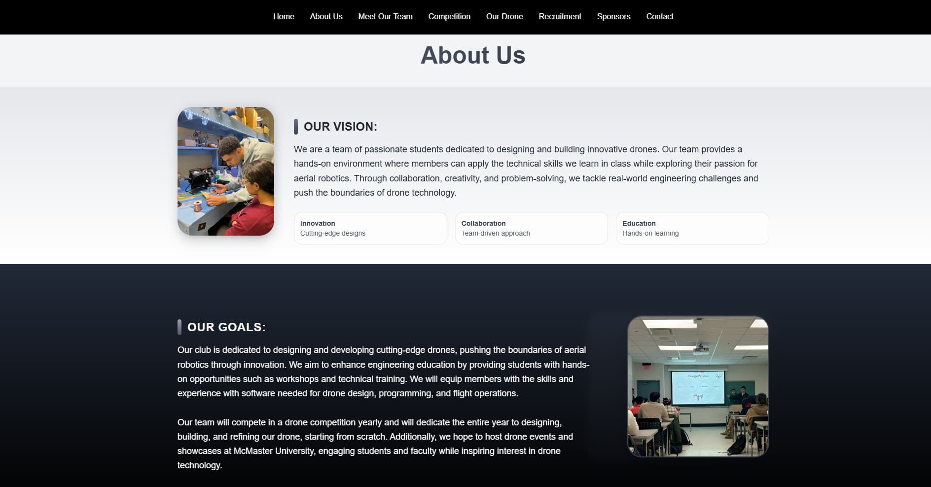 Drone Website — About Us