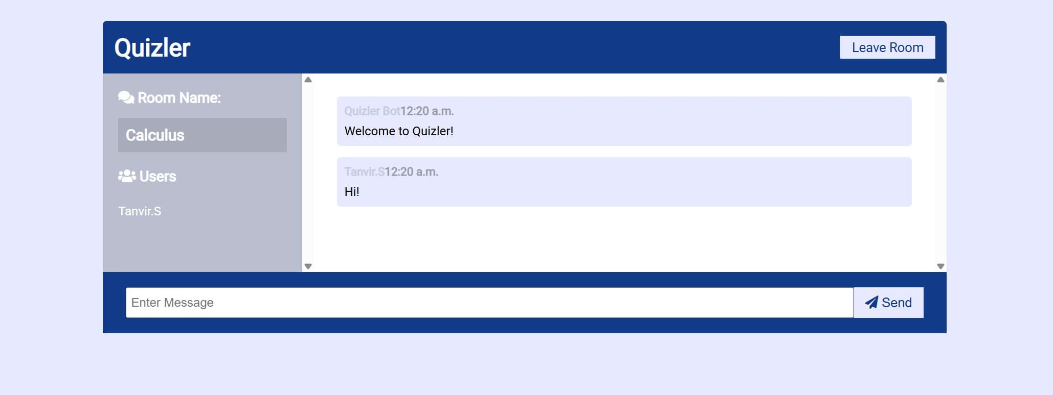 Screenshot of the Quizler educational web app